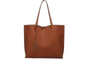 Dreubea Women's Soft Faux Leather Tote Shoulder Bag from, Big Capacity Tassel Handbag
