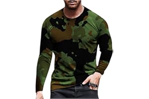 MUSCULARFIT Mens Shirts Long Sleeve Casual Stylish Camouflage Print Workout Crewneck Sweatshirts Loose Fit Camo Pullover Tees