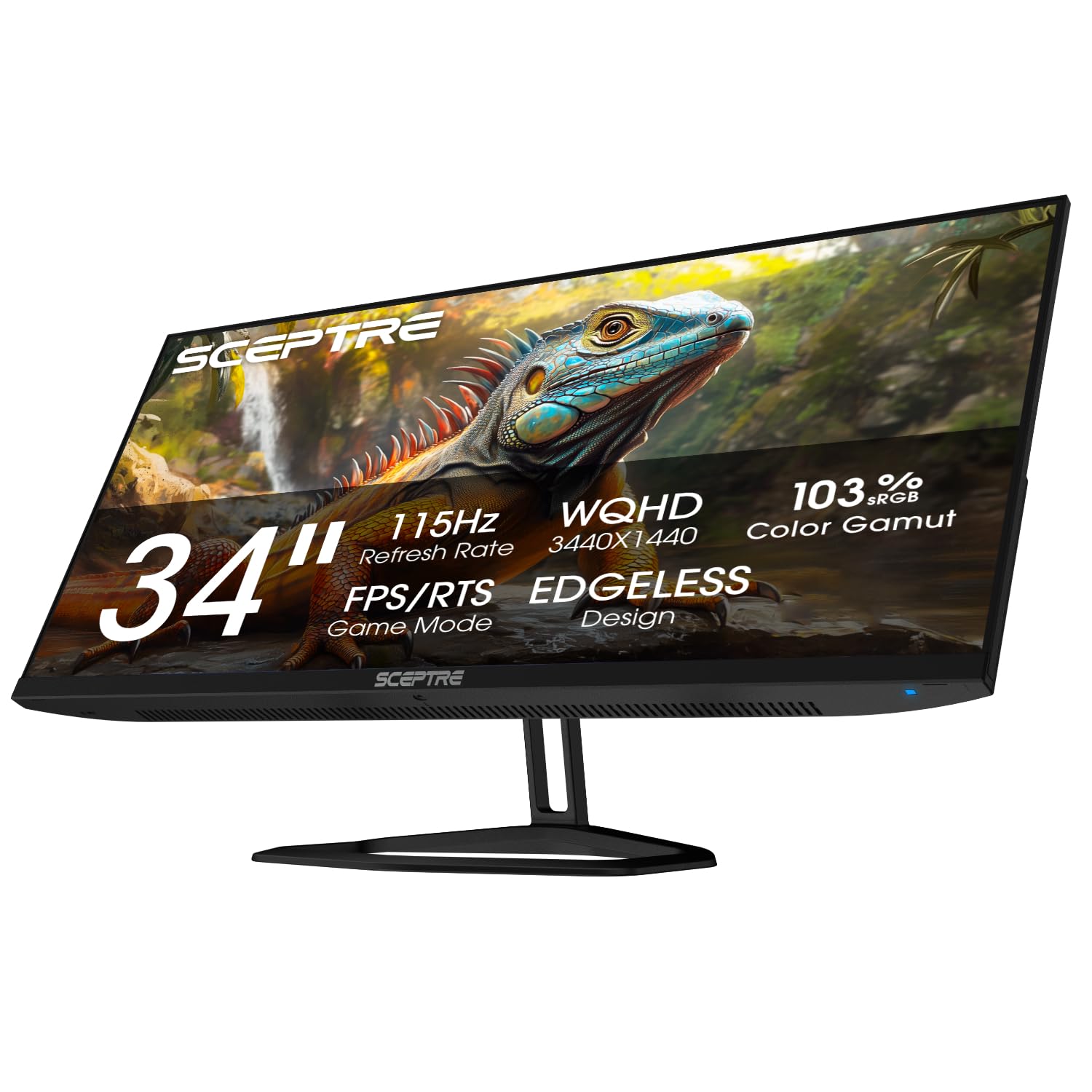 New! Sceptre 34-inch Prime Monitor 3440 x 1440 up to 115Hz 103% sRGB DisplayPort HDMI Build-in Speakers, Machine Black 2026 (E345W Series)