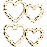 4 Pcs Heart Shaped Keychain Clip, Zinc Alloy Cute Heart Carabiner, Small Craft KeyringSpring Snap Clasp Hook for Camping Hiking Fishing Traveling