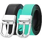 Falari Reversible Belt Genuine Leather Fashion Belt With Single Prong Buckle For Women Youth Kids (1 Belt for 2 Colors)