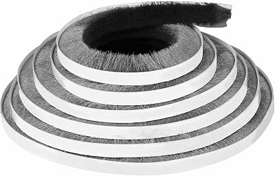 MILEQEE Door Brush Seal 33ft 5mm Pile Weather Stripping Self Adhesive Grey