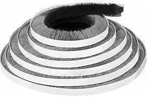 MILEQEE Door Brush Seal, 33Feet, Felt Pile Weather Stripping for Doors, Weather Strip for Windows Cabinet, Self Adhesive Draft Blocker, Dust Stopper Sliding Door Seal Winter, Grey 10m