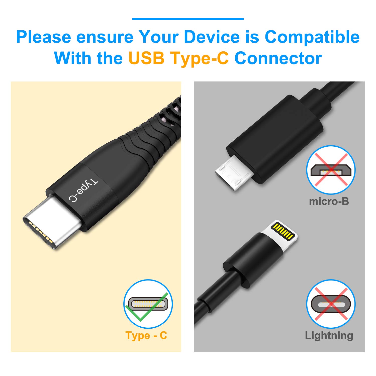 Short USB Type C Cable,Yostyle 1FT 3Pack Nylon Braided USB A to C Fast Charging & Data Sync Cord for Samsung Galaxy S10/ S9 / S9+ / S8 / S8+ / Note 8,LG V20 G5 G6, Pixel,MacBook, Nintendo Switch