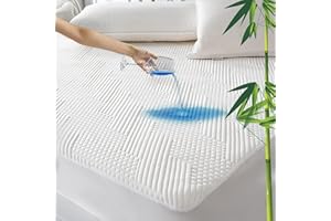 GRT Waterproof California King Mattress Protector Rayon Bamboo - 3D Air Fiber Cooling Mattress Cover Breathable Ultra Soft, Mattress Pad Noiseless Fits up to 26'' Deep Pocket Machine Washable