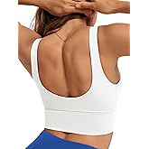 ODODOS Women's Longline U-Back Sports Bra V-Neck Padded Yoga Workout Wirefree Tank Top