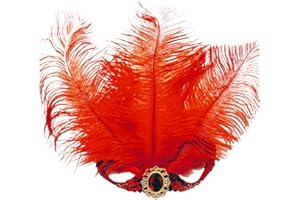 XKTEI 2pcs Sequins Feather Headpiece,1920s Flapper Headband,Mardi Gras Carnival Party Headwear Costume Accessory,Women Girls Headdress (Red-A)