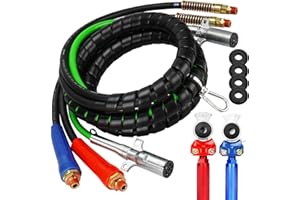 AUTSURLES 15ft 3 in 1 ABS & Power Air Line Hose with Glad Hands & Gladhand Handles for Tractor Trailer Semi Truck