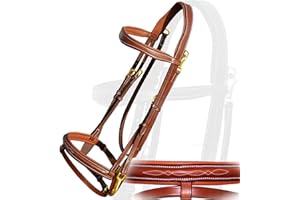 Exion Snap-On Jumping Bridle for Horse, Snap-on Cheek Piece and Crown Peice with Soft Linned Browband, Flash Noseband and Rub