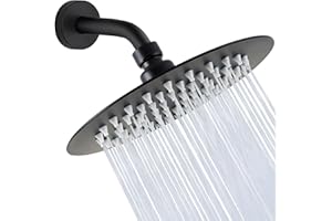 AISINYI High Pressure Rainfall Shower Head, 6 Inches Showerhead with Perfect Adjustable Replacement, Removable Restrictor, Easy Installation for Your Bathroom Shower Heads (Matte Black, Ultra-thin)