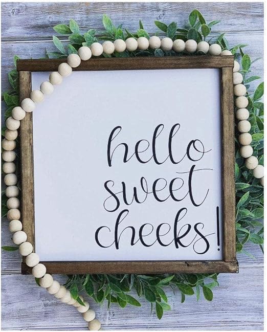 Zachrtroo Farmhouse Decoracion De Pared Bano Signos De Granja Con Citas Hello Sweet Cheeks Madera Signo Divertido Bano Signos Amazon Es Hogar
