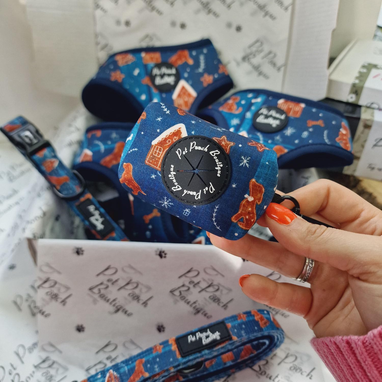 Pet Pooch Boutique Gingerbread Biscuit Christmas DOG POO BAG HOLDER