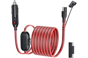 EXTRACTME Cigarette Lighter Charger Cable, 16AWG 12V Cigarette Lighter Plug to SAE Quick Release Adapter Extension Charging Cable with Switch and Reverse Polarity Adapter - 10FT