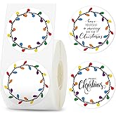 Whaline Christmas Direct Thermal Labels Winter Bulbs Coding Label Stickers Xmas Self-Adhesive Thermal Label Printer Decals for Winter Holiday Party Business, 500Pcs