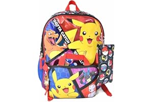Pokemon 5pc 16" Backpack Set Keychain, Zipper pouch
