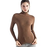 Ciovkis Women's Merino Wool Blend Sweater Turtleneck Rib Slim Fit Long Sleeve First-Line Ready to Wear Seamless Knit Sweater