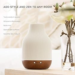 Essential Oil Diffuser Lamp, White Ceramic + Brown