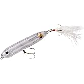 Heddon Super Spook Topwater Fishing Lure for Saltwater and Freshwater, Clear - Feather Dressed, Feather Super Spook Jr (1/2 oz)