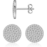 Delzzad S925 Round VVS Synthetic Moissanite Stunning Iced Out Circle Shape Stud Earrings Jewelry Perfect Birthday Mother’s Day Gift for Men Women Silver Earrings Golden Earrings Wedding Set