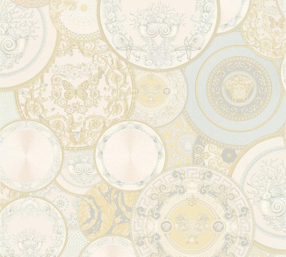 Luxury Wallpaper Versace 3 Non-Woven Wallpaper 10.05 m x 0.70 m Gold Silver Creme Made in Germany 349012 34901-2