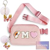 Lingdeer Personalized Belt Bag with Keychain, Fanny Pack for Girls Women, Initial Birthday Gifts for Teen Girls Mom, Crossbody Bag, Small Waist Packs, Travel Essential Preppy Gifts (Pink M)