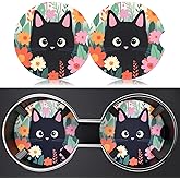 Heainaiyoo 2 Pack Car Cup Holder Coaster, 2.63 inch Anti Slip Insert Absorbent Ceramic Car Coaster with Cork Base and Finger Notch, Cute Car Accessories Interior for Women, Cute Car Coasters., CH0025