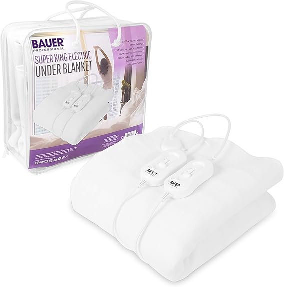 Bauer Professional Heated Electric Blanket Soft Under Duvet Tie Down