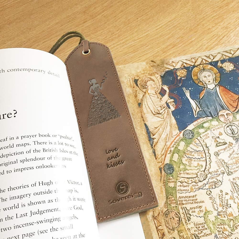 Leather Bookmark Handmade with Woman in Heart Dress Design - Pack of 2 Genuine Leather Book Marks - Perfect Bookmarks for Women & Kids - Image 5