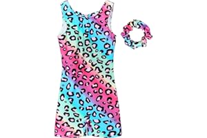 JESKIDS Leotards for Girls Gymnastics with Shorts Dance Biketards Tumbling Matching Hair Scrunchie 3-11 Years