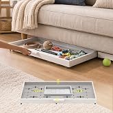 Fokyfok Under Bed Drawers,Under Bed Storage,Under Couch Drawer,1PC | 3 inch tall,Wheeled,Expandable,Slim,Shallow,19"-30" x 9.7"-13.6",Helps Keep Pet Toys from Rolling Under Furniture,Handle