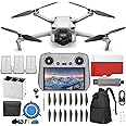 DJI Mini 3 Drone (DJI RC) - & Fly More Kit Lightweight and Foldable 34-min Flight Time Camera Drone Bundle with Built in Monitor, with 128 GB SD, 3.0 USB Card Reader, Landing Pad, Backpack and More
