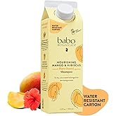 Babo Botanicals Nourishing Mango & Hibiscus Shampoo + Bundle with Conditioner- For Dry, Damaged, Color-Treated Hair – Moisturize & Soften - Passion Fruit Ferment for scalp