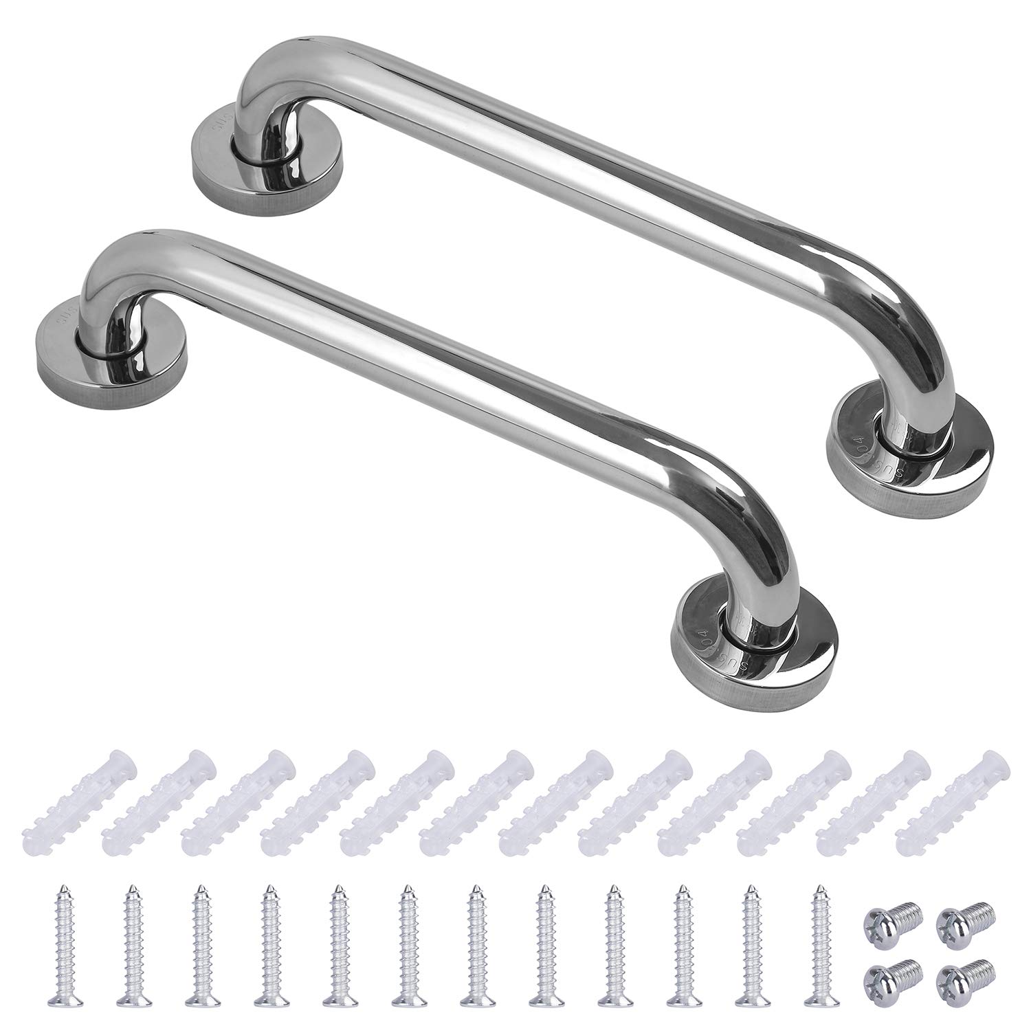 Stainless Steel Grab Bar Bathroom Bath Handle for Toilet for Elderly/Disabled/Children/Enclosure 30 cm 2 Pieces