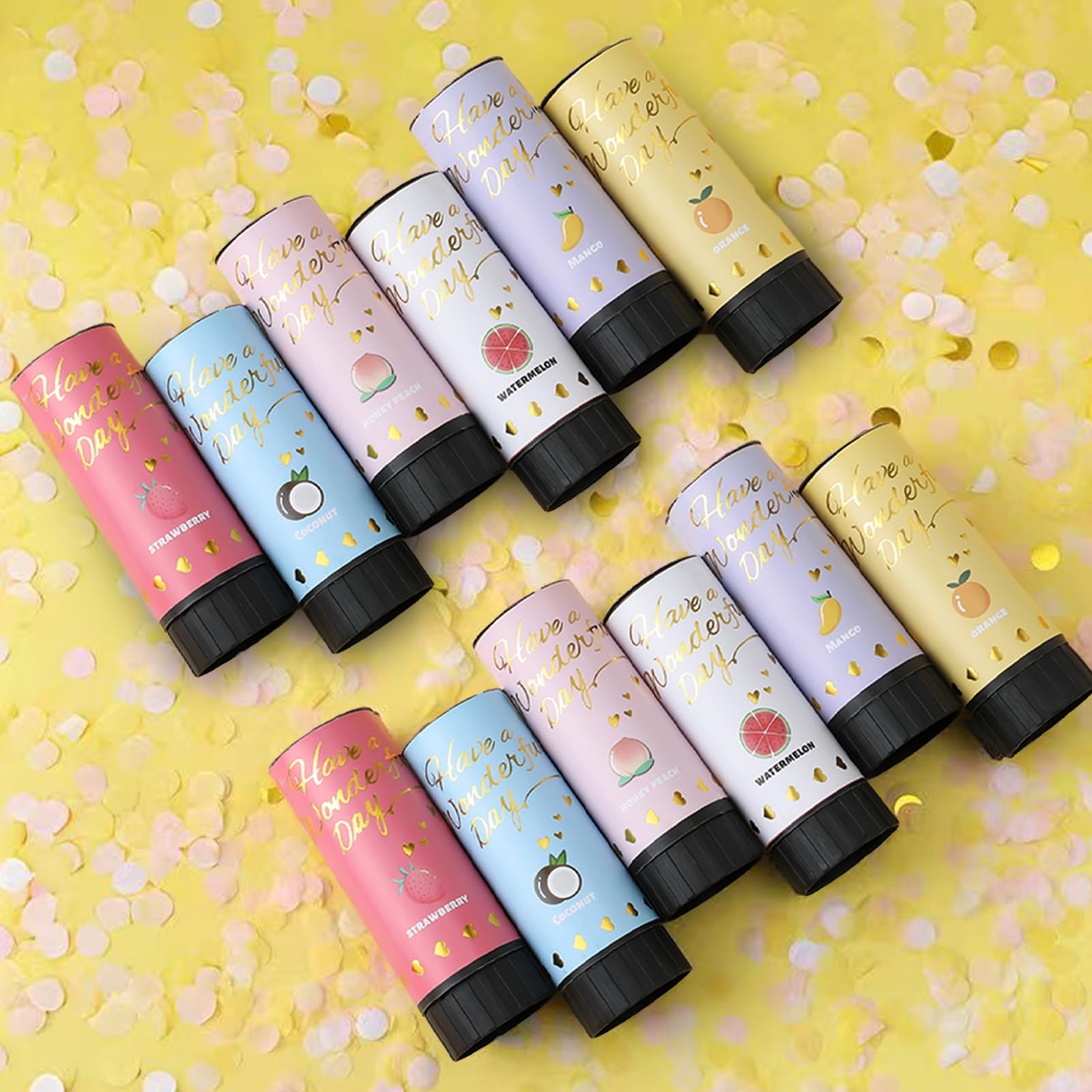 Photo 1 of 12 Pack Mini Confetti Cannons - Multicolor, 6 Fruit Scented Poppers for Weddings Birthdays Graduation Parties - Easy & Safe Launch