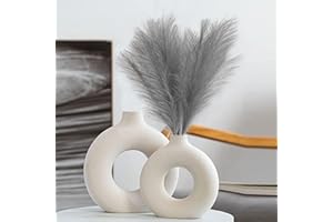 Bnecnet 10 Stems Faux Pampas Grass - 17.7" Artificial Pampas Grass Decor Fluffy Small Pampas Grass Flower Arrangement and Vase Filler for Boho Home Wedding Mothers Day Decoration（Grey）