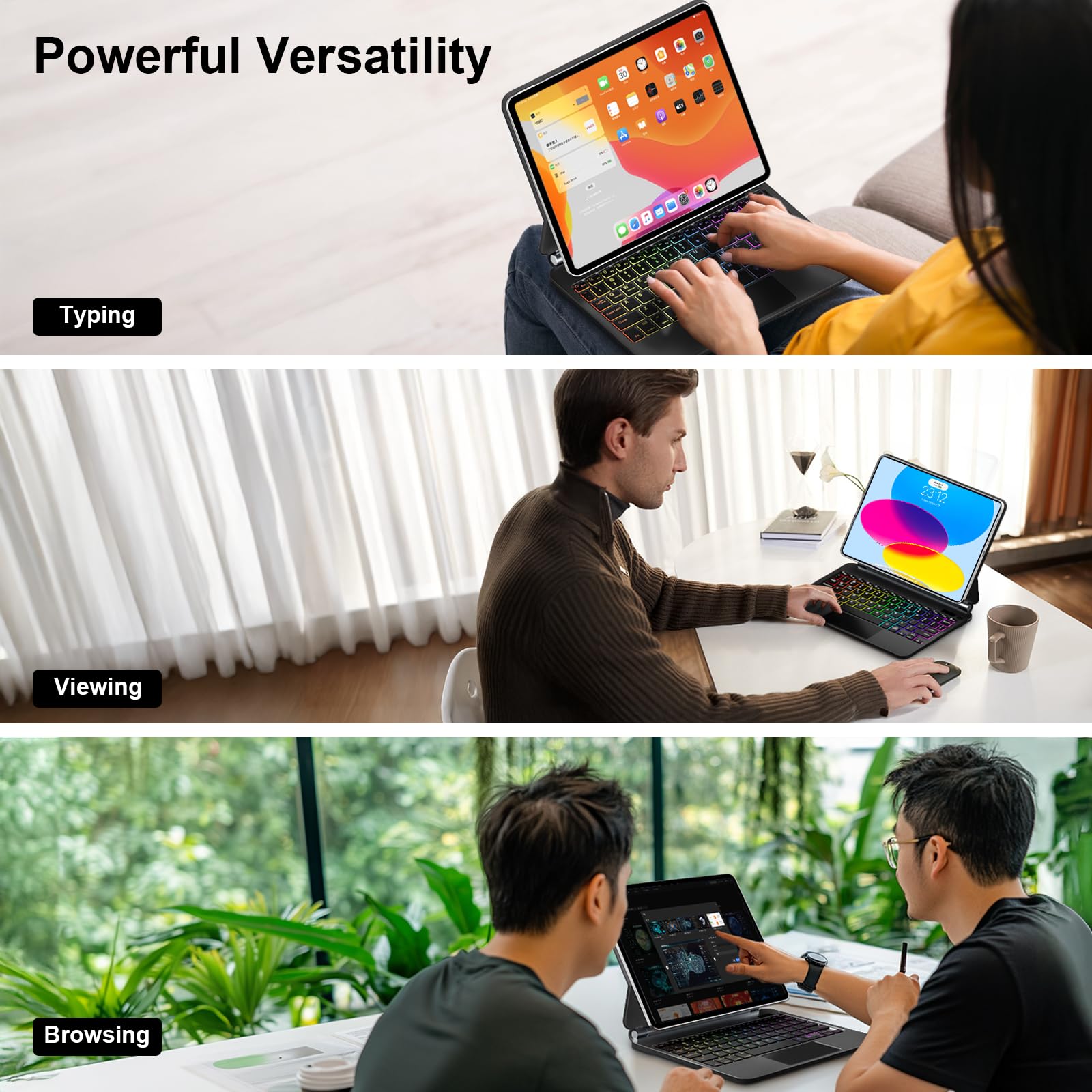 for iPad 11th (A16) & 10th Generation Case with Keyboard – Magic-Style Magnetic – Floating Cantilever Stand - Multi-Touch Trackpad Keyboard Case for iPad 11 inch 2025&10th Gen 10.9 inch (Black)