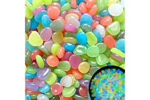 AJUWAA Glow Pebbles, Glowing Rocks, Glow in The Dark Stones for Outdoor Decor, Garden Lawn Yard, Luminous Pebbles for Landscaping, Walkway Pathway, Aquarium Fish Tank Rocks Multicolor, 100 pcs