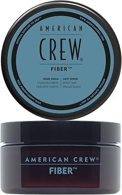 American crew - fiber, cera capilar masculina, fixação forte e flexível, molda e aumenta o brilho, para cabelos curtos, estilos e estilos de cabelo - 85 g
