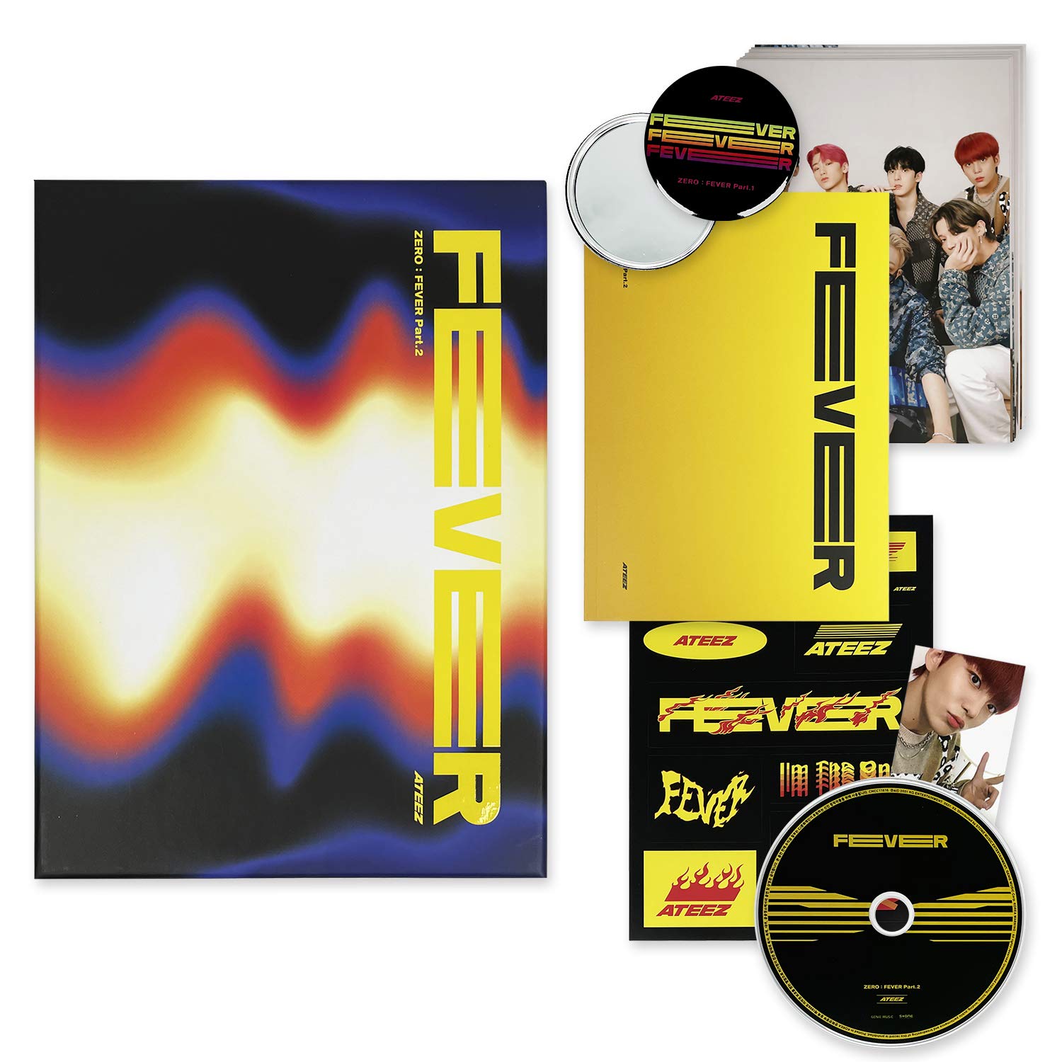 ATEEZ 6Th Mini Album - ZERO : FEVER PART.2 [ DIARY ver. ] CD + Photo Booklet + Diary Booklet + Sticker + Post Cards + Photocard + OFFICIAL POSTER + FREE GIFT