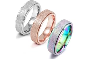 DURSI Spinner Ring for Women Men Fashion Stainless Steel Fidget Ring for Anxiety Sand Blast Finish 6MM / 8MM