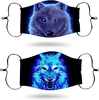 Amazon Com Wolf Face Mask Reusable 2 Pack Wolf Mask Animal Face Mask For Adults Teens Kids Wolf Face Mask Wolf Masks Face Mask Wolf Bandana Half Face Blue Wolf
