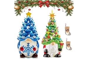Lighted Christmas Gnome Tree, Ceramic Christmas Tree Gnome, Ceramic Christmass Trees That Light up, Faceless Old Man Trees wi