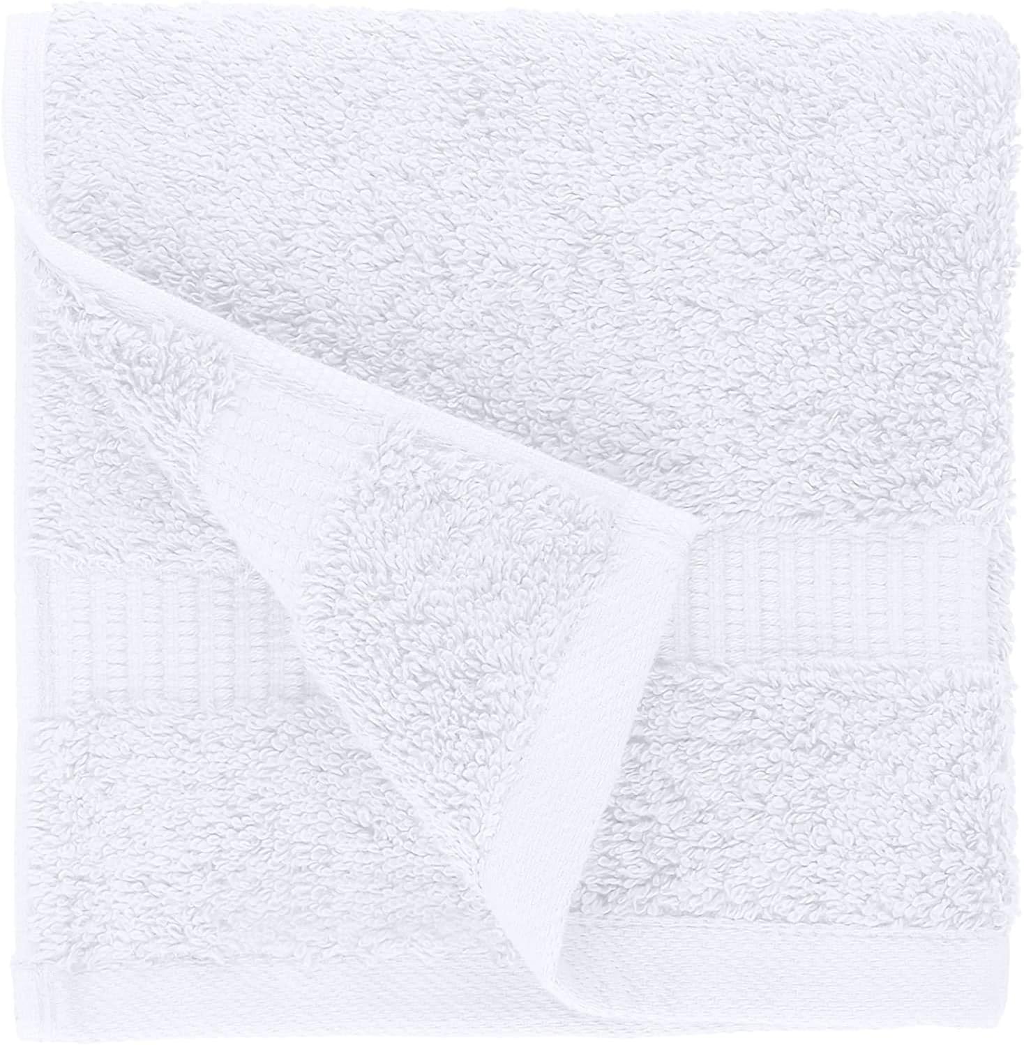 12-Pack White Washcloths - Premium Cotton Face Cloths with Double Stitched Side Hem - Multi-Purpose Wash Rags, Bathroom Towel, Kitchen Towel, and Gym Towel - Machine Washable: Kitchen & Dining
