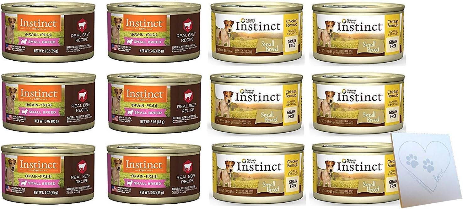 Nature's Variety Instinct Small Breed Grain Free Dog Food - 2 Flavors (Chicken & Beef) - 3oz Each (12 Total Cans)