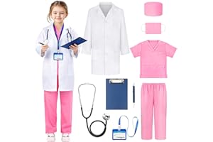 Joycover Doctor Costume for Kids, Kids Scrubs Halloween Costumes For Girls Boys Doctor Dress up Play Kit…