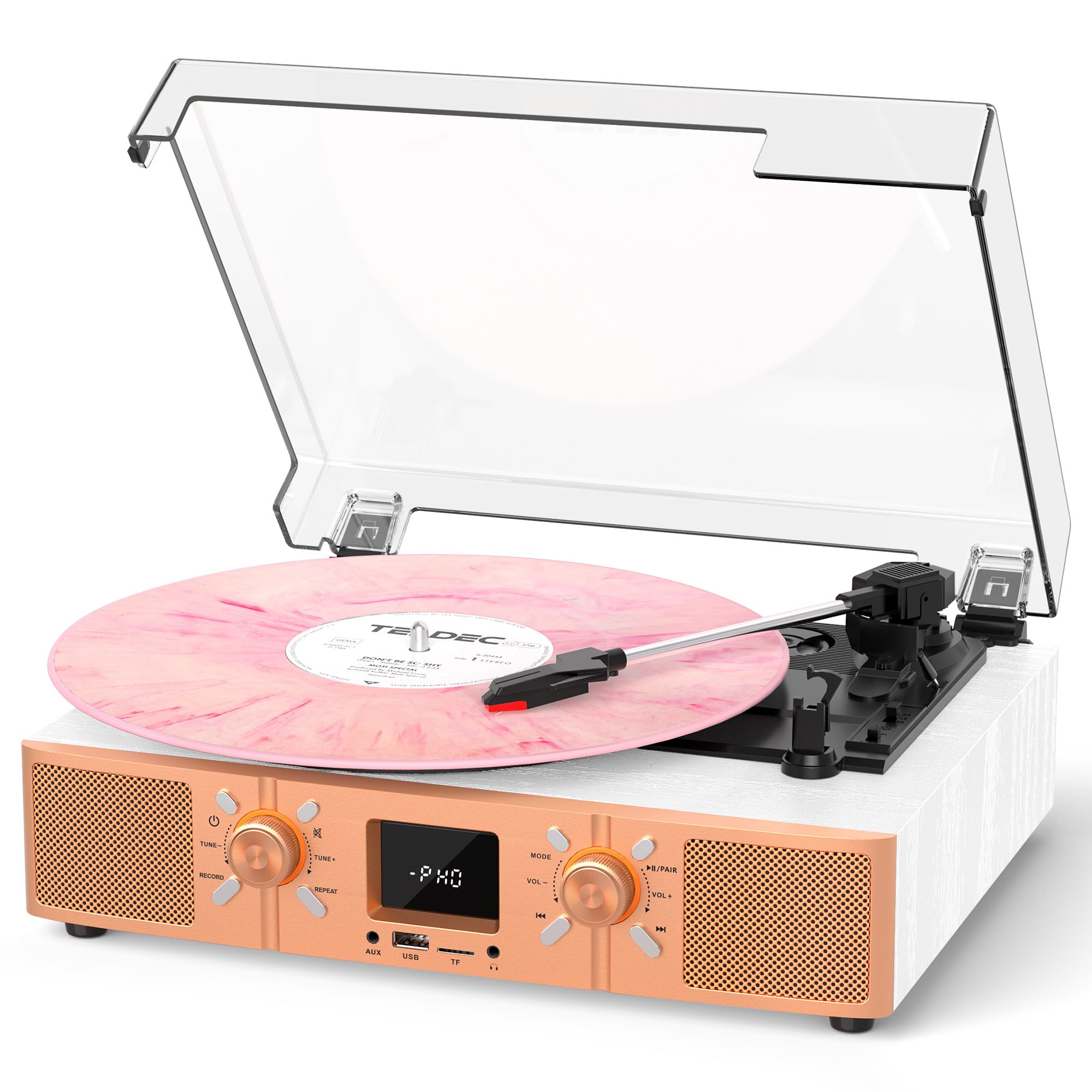 Photo 1 of *FOR PARTS ONLY* VICTRESS Vinyl Record Player, Bluetooth Record Player with USB Recording & Built-in Speakers, 3-Speed Turntables LP Player, FM Radio, RCA Output, AUX Input, Headphone Jack – White