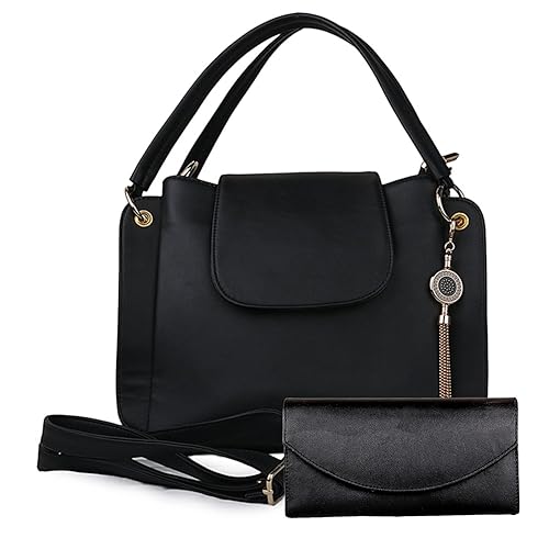 Johan&keith women sling bag black color with black clutch