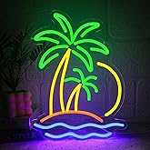 Folkive Coconut Tree Neon Sign for Wall Decor Dimmable Beach Sunset Led Sign for Bedroom Tropical Palm Tree Neon Light for Tiki Bar Hawaii Club Summer Beach Party Decoration