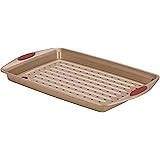 Rachael Ray Cucina Nonstick Bakeware Set with Grips, Nonstick Cookie Sheet / Baking Sheet with Crisper Pan - 2 Piece, Latte B
