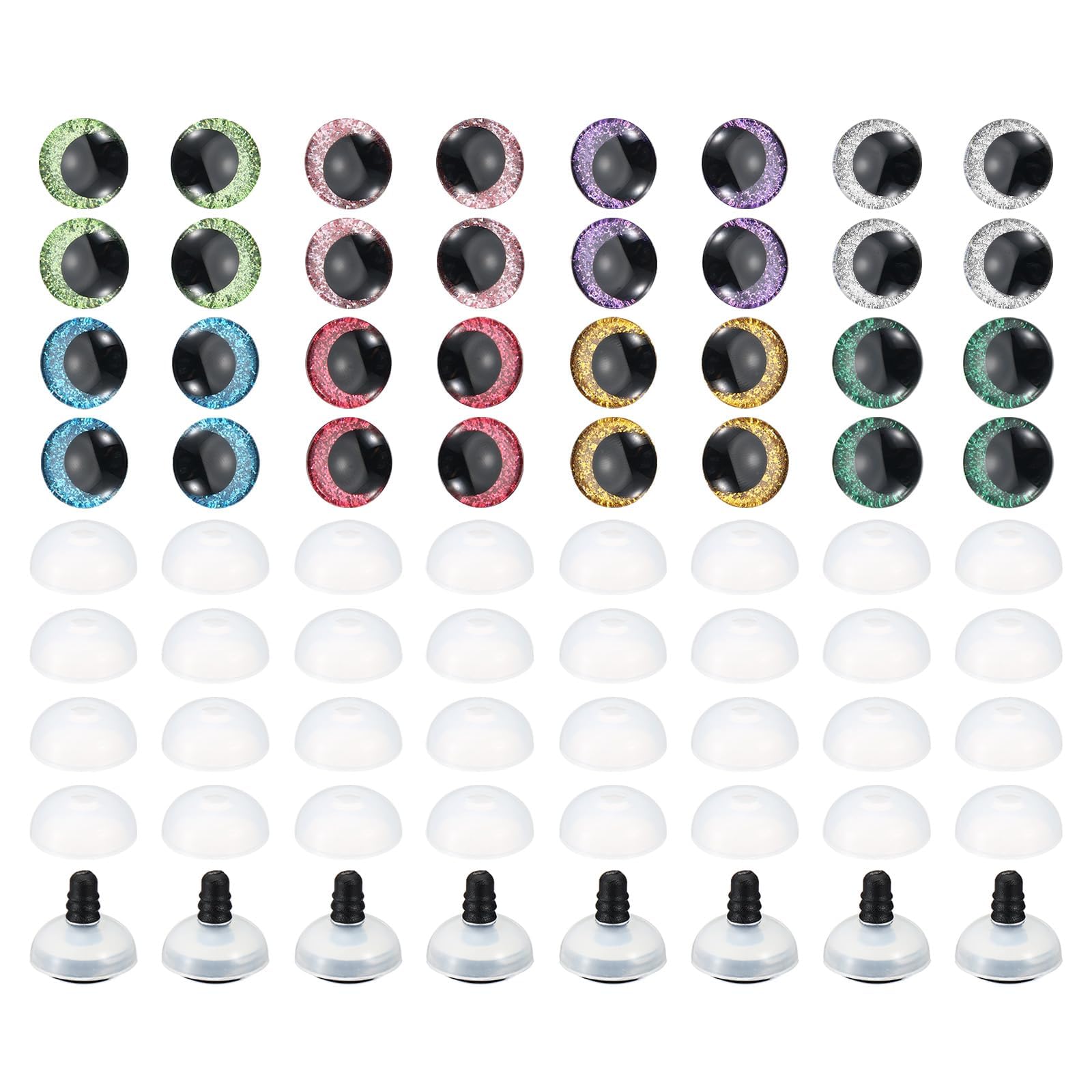 PATIKIL 20mm Flash Safety Eyes, 48 Set Doll Eyes with Washers Soft Buttons Realistic Colorful Crocheting Safety Eyes for Decor Crochet Accessories Dolls Craft, 8 Colors